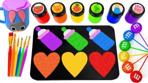 Мультики для детей и малышей .Учимся делать  своими руками  Радугу  с блестками в виде сердечек.