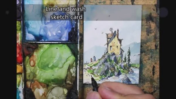 📹 Line and Wash Sketch card In Full Real Time crooked lines by Nil Rocha