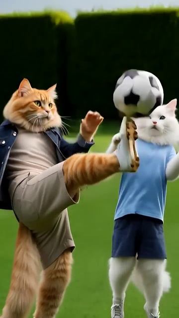 Коты играют в футбол