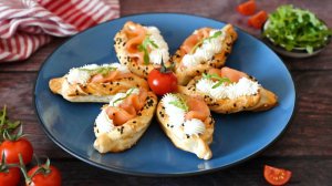 Закуска Лодочки из слоеного теста | Начинка семга + творожный сыр