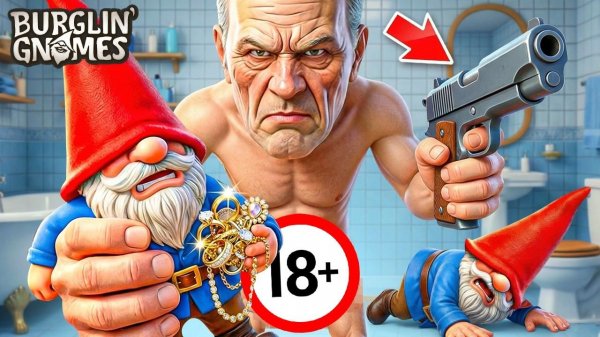 ГОЛЫЙ ДЕД ДОСТАЛ ПИСТОЛЕТ! 4 ГНОМА ВЗОРВАЛИ ДОМ ГРАНАТОЙ! ЭТО ОЧЕНЬ СМЕШНО! (BURGLIN' GNOMES)