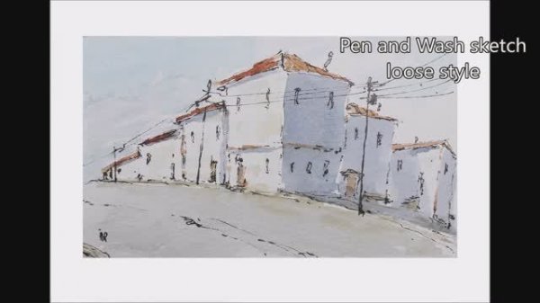 Pen and Wash Watercolor line and wash using a pencil sketch By Nil Rocha