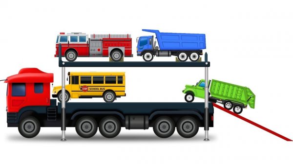 Изучение цветов для детей с помощью игрушечного автомобиля-транспортера для игр на открытом воздухе