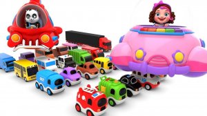 Пинки и Панда собирают грузовик и играют с машинками