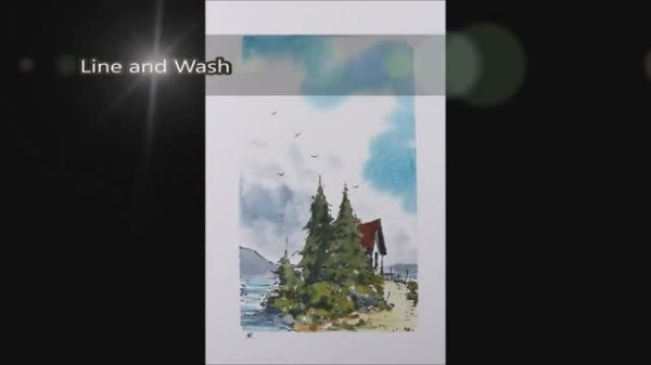 📹 Line and wash in Full real time Drawing Crooked lines Watercolor By Nil Rocha