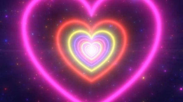 Neon Lights Love Heart Tunnel and Romantic Abstract Glow Particles 4K Moving Wal