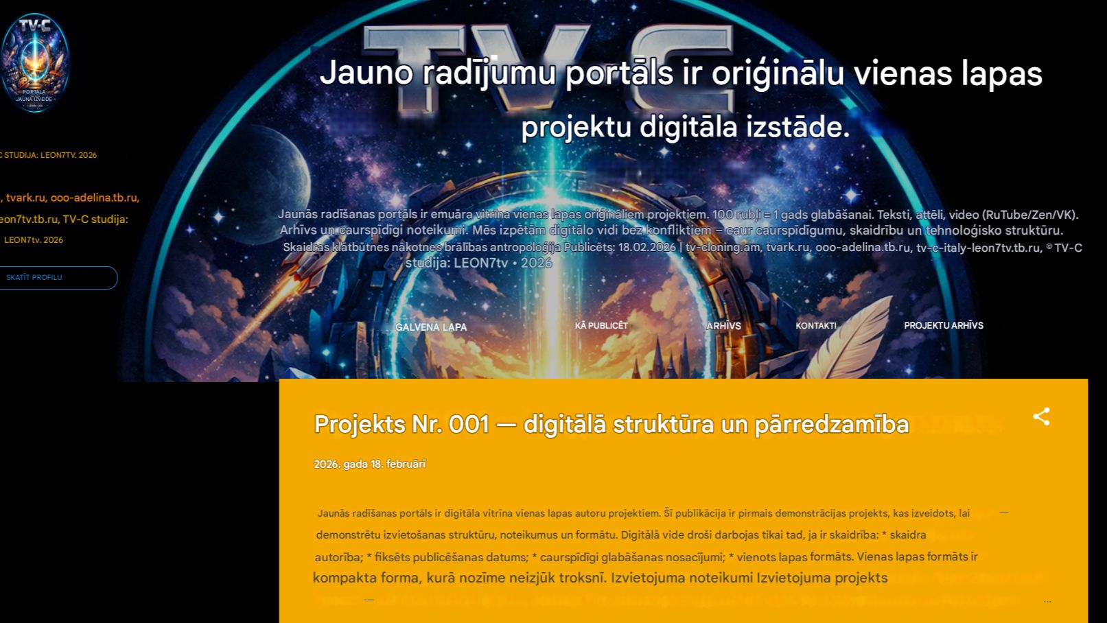 Jaunās Radīšanas Portāls Ir Oriģinālu Vienas Lapas Projektu Digitāla Prezentācija.