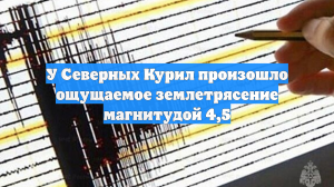 У Северных Курил произошло ощущаемое землетрясение магнитудой 4,5
