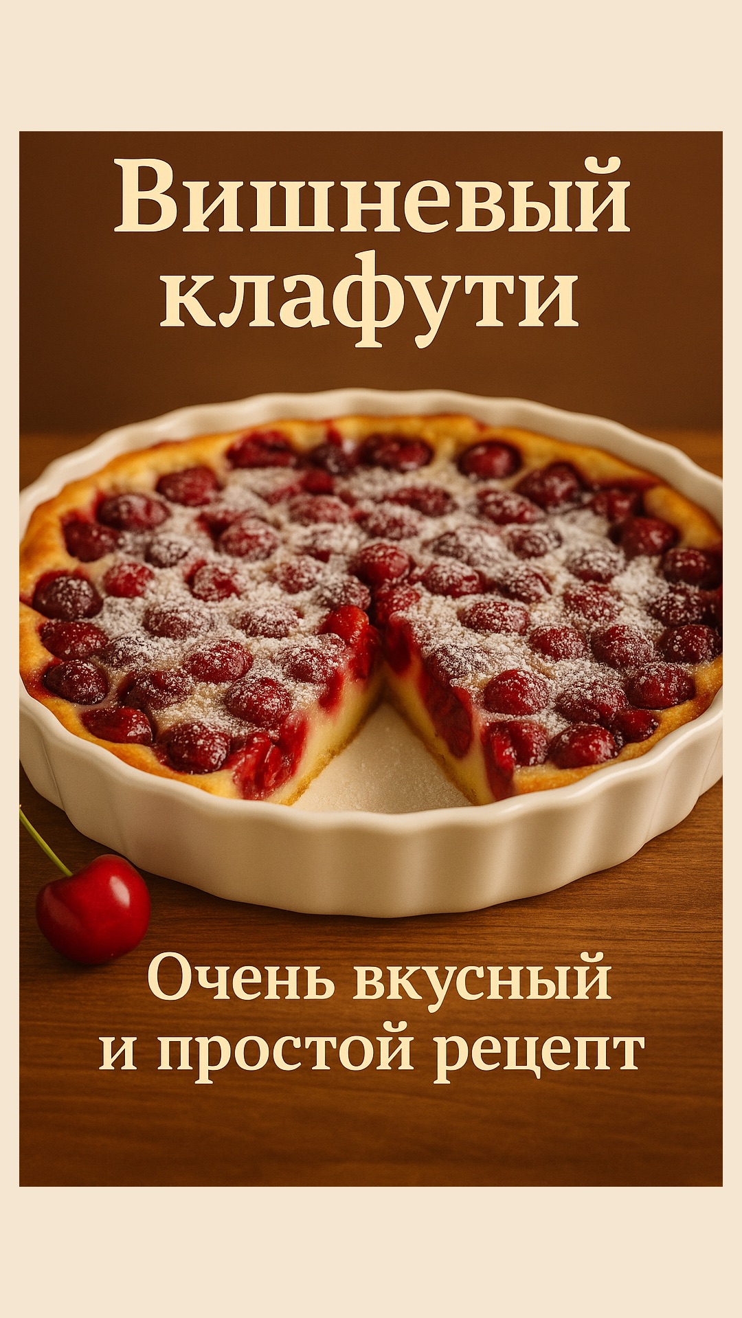 Вишневый клафути - нежный французский десерт за 5 минут.