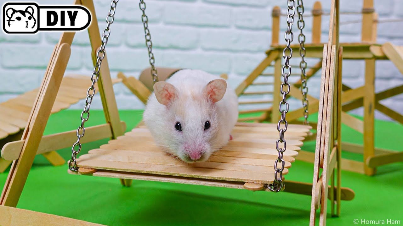 Качели и горки для хомяка из палочек для мороженого 🐹 Хомяк Хомура