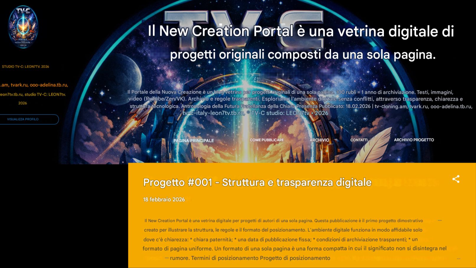 Il Portale Della Nuova Creazione è Una Vetrina Digitale Di Progetti Originali Di Una Pagina.