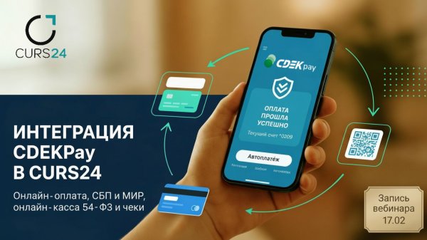 Эфир 17.02.2026 - Интеграция сервиса приёма онлайн-платежей CDEKPay в CURS24
