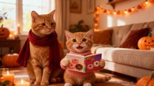 Джинджи и мама готовят пончики на Хэллоуин 🎃🍩  Уютная осенняя история