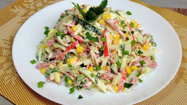 Салат КРАБОВЫЙ С КОЛБАСОЙ попробуйте это сделать