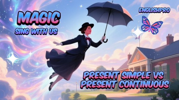 Present Simple vs Present Continuous: Английская грамматика для детей в песне. Magic
