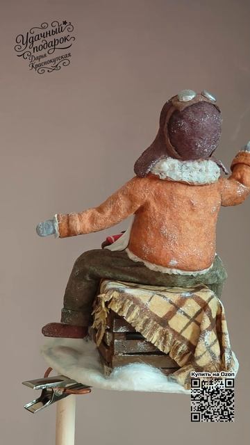 Мальчик с мишкой. Ватная ёлочная игрушка ручной работы  #ватнаяигрушка #новыйгод #удачныйподарок