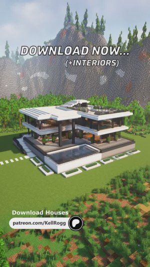 Большой современный дом в майнкрафт