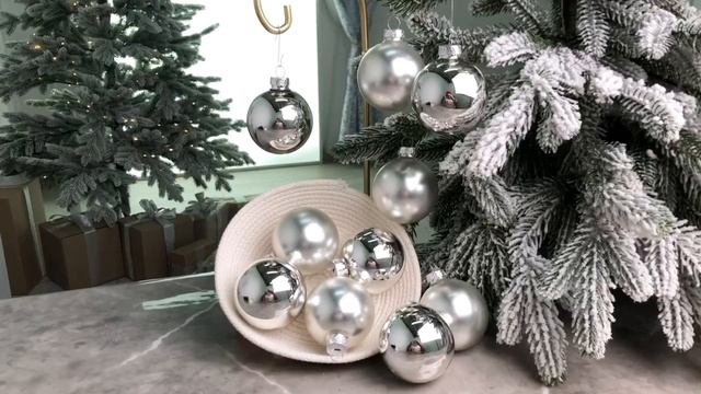 Набор стеклянных шаров матовых и глянцевых, цвет: серебряный, 60 мм, 10 шт., 140132