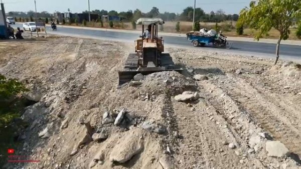 SO Cool NEW Project! Poor House Fence Foundation Landfill Using KOMATSU D31P Dozer With Dumper Truck