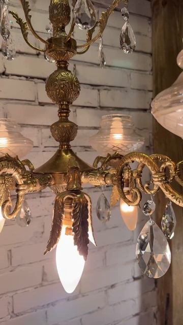 Антикварная бронзовая люстра на 9 ламп 20644