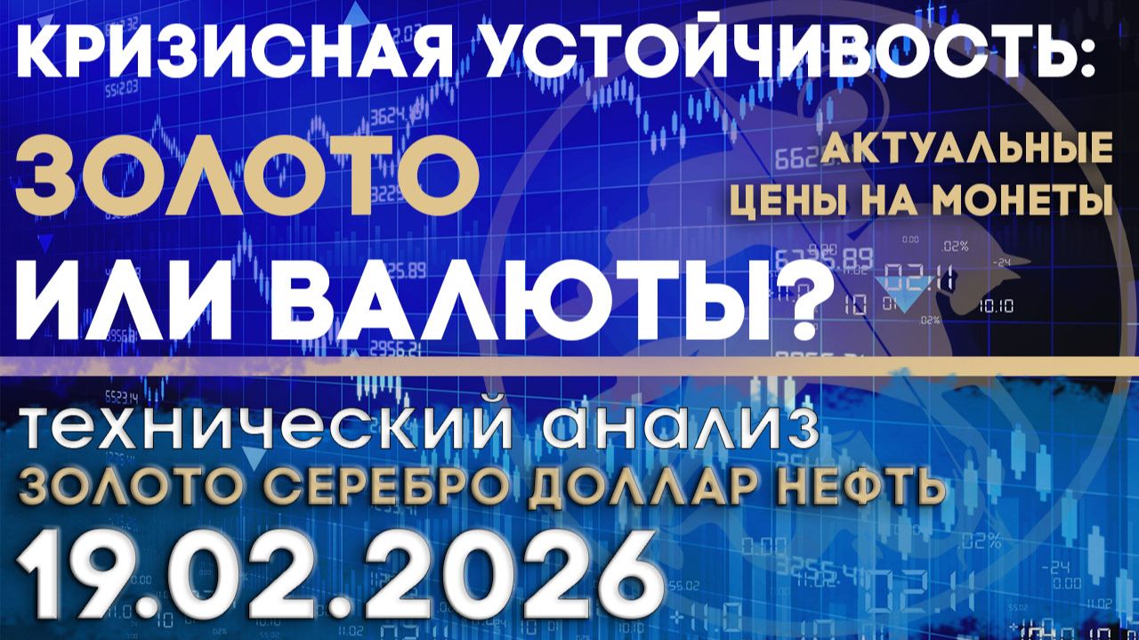 Золото или валюты? Кризисная устойчивость. Анализ рынка золота, серебра, нефти, доллара 19.02.2026 г смотреть онлайн