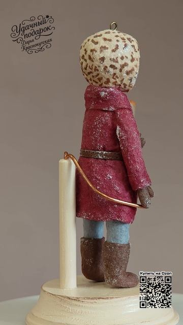 Девочка с новогодним кульком. Ватная ёлочная игрушка ручной работы.  #ватнаяигрушка  #удачныйподарок