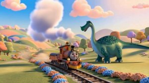 Весёлый Паровозик и Динозавр Дан 🚂🦕 Детская песенка про дружбу | Чух-чух ту-ту