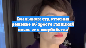 Емельянов: суд отменил решение об аресте Галицкой после ее самоубийства