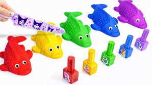 Мультики для детей и малышей. Как сделать радужную рыбку из песка