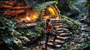 Строю убежище у обрыва. Выживаю в одиночку. Бушкрафт