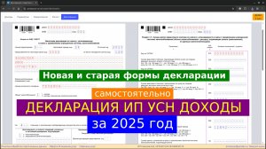 Декларация УСН за 2025 год для ИП Доходы без сотрудников - самостоятельное заполнение