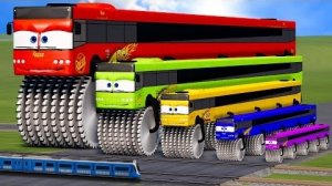 Большой и маленький длинный автобус Lightning Mcqueen Double Monster Saw Wheels против поездов | Bea
