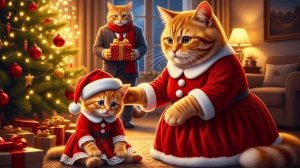 Рыжий котенок всю ночь ждет рождественский подарок от папы - Что произойдет дальше растопит сердца