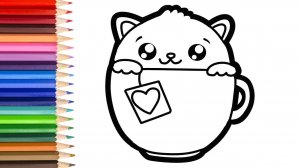 Мультик - раскраска для детей КОШКА. Учимся как нарисовать КОШКУ вместе с детьми