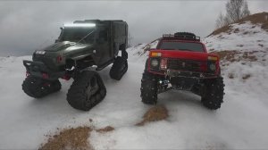 Нива на шипах против гусениц на бездорожье