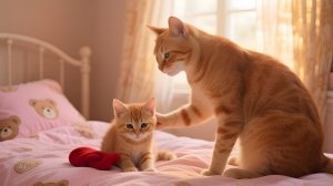 Когда тает снег... Мама-Кошка показывает своему котёнку волшебство весны 🌱❄️