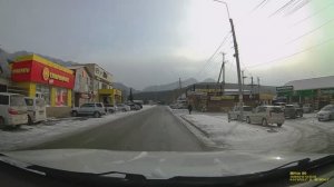 Горно-Алтайск-Чемал. Зимняя дорога из города Горно-Алтайск до села Чемал. Алтай.