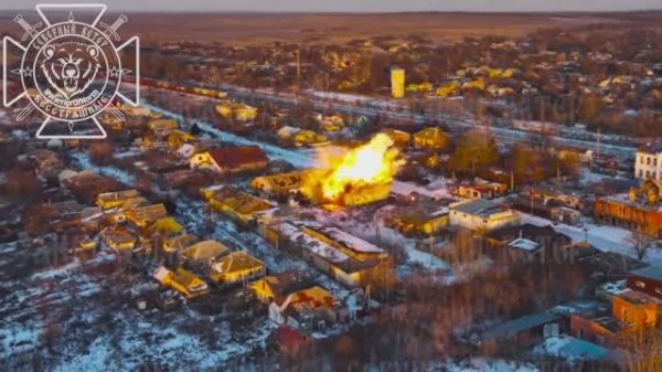 Авиаудар по ПВД 58 омпбр ВСУ в н.п. Казачья Лопань Харьковской обл