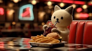 АСМР МИЛЫЙ ПЛЮШЕВЫЙ КОТЕНОК😸 УЖИНАЕТ БУРГЕРОМ И КАРТОШКОЙ 🍔В КАФЕ РЕАКЦИЯ