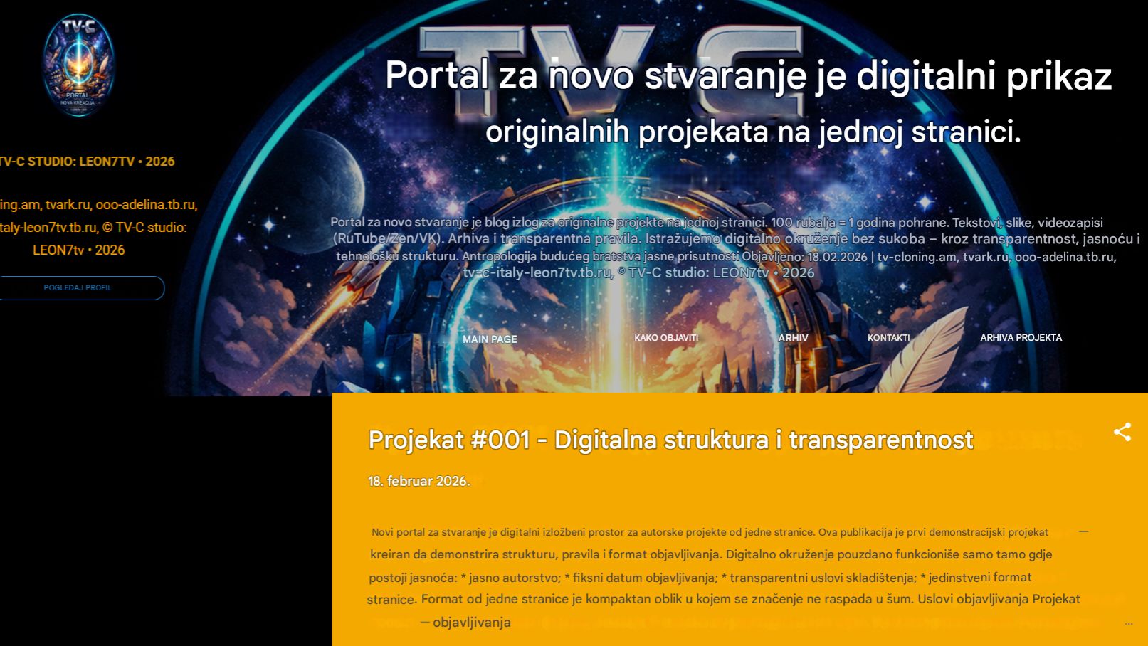 Portal Za Novo Stvaranje Je Digitalni Prikaz Originalnih Projekata Na Jednoj Stranici.