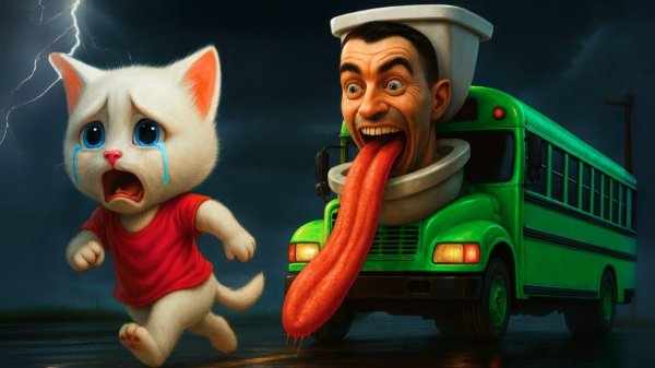 Котенок Случайно наткнулся на мутировавший школьный автобус Skibidi с туалетом!