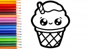 Мультик - раскраска для детей МОРОЖЕНОЕ / Учимся как рисовать МИЛОЕ МОРОЖЕНОЕ вместе с детьми /