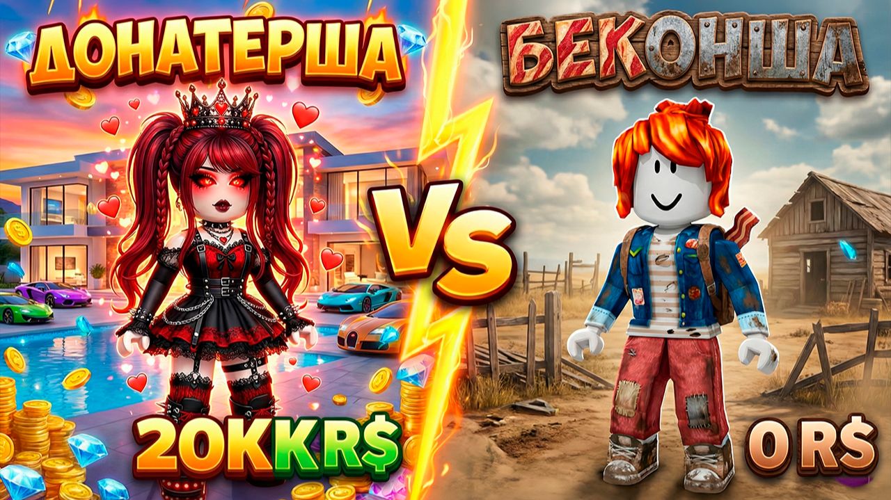 САМАЯ БОГАТАЯ ДОНАТЕРША И САМАЯ БЕДНАЯ БЕКОНША #роблокс #роблоксистория смотреть онлайн