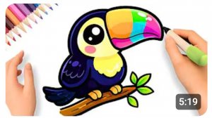 КАК ЛЕГКО И ПРОСТО НАРИСОВАТЬ МИЛОГО ТУКАНА ШАГ ЗА ШАГОМ🌴