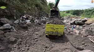 Строительство, экскаватор копает песок