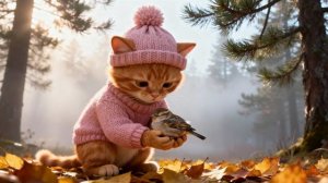 Джинджи спасает крошечную птичку 🐦 Трогательная осенняя история