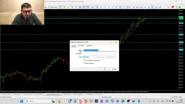 Трейдинг и инвестиции Обзор рынка акций 19-02-2026 AMZN AAPL BA GOOGL JNJ META MSFT NVIDIA SPY смотреть онлайн