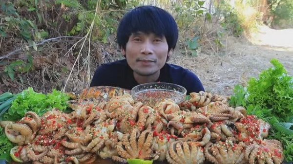 #MUKBANG 🦑Щупальца кальмара с морепродуктами и свежими овощами! 🥬ASMR МУКБАНГ ЕДА ОБЖОР ОБЕД