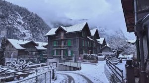 Лаутербруннен, Швейцария, в снегопад ❄️🇨🇭 Сельская местность Швейцарии.