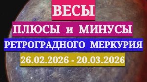 ВЕСЫ: "СОБЫТИЯ от РЕТРОГРАДНОГО МЕРКУРИЯ c 26 ФЕВРАЛЯ по 20 МАРТА 2026 года"!!!